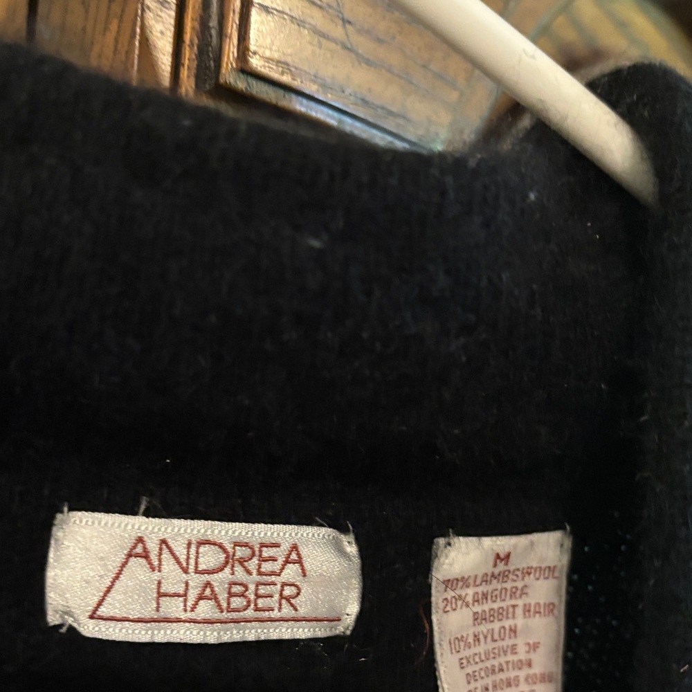 Andrea Harbor Black Beaded and Lace Rabbit Hair Sweater - Picture 5 of 5